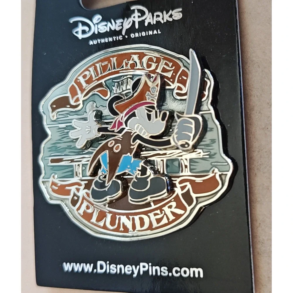 Disney Parks Mickey Mouse Pirate Red Brown Pillage and Plunder Enamel